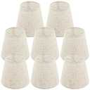 Set of 8 Chandelier Lamp Shades 5 Inch, Mini Barrel Lampshades Clip On for Table Lamp Wall Lamp Replacement, Natural Linen Mini Lamp Shade, 3.5x5x5.5in (Top Height Bottom)