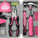 ZUZUAN Tool Set 25pc Pink Household DIY Tool Kit for Women,Small Mini Tool Box for Easy of Carrying, Starter Basic Ladies Tools Perfect for DIY, Home Maintenance