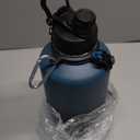 Swigina [2-IN-1 LID] 64 oz Insulated Water Bottle with Silicone Boot (48hrs Cold/24hrs Hot) - DIY Stickers, Leakproof, BPA Free, Half Gallon (Cyan Black)