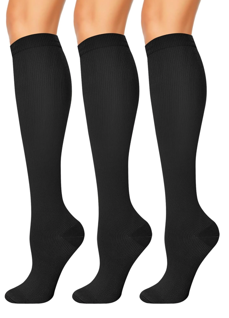 3 Pairs Compression Socks for Women & Men 15-20 mmHg,Best Support for Cycling Athletic Hiking Running S/M