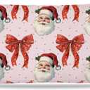 Coquette Pink and Red Christmas Bow Santa Pillow Covers 12x20 Double-Sided, Preppy Christmas Decor, Winter Holiday Stripes Decorative Pillow Covers for Home Bedroom Living Room