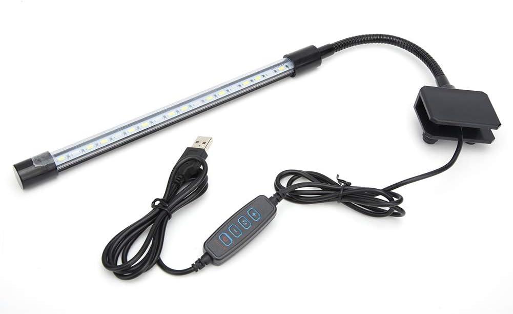 7W LED Aquarium Light Dimmable Aquarium Water Plants Grow Lamp, USB Powered with Touch Switch and Adjustable Clip