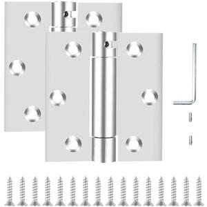 Self Closing Door Hinge, 3 inches, Auto Closing Spring Hinge with Adjustable Tension, Thickened 304 Stainless Steel Heavy Duty Door Hinges 3 inches, with Mounting Screwdriver Hardware, 2 Pack