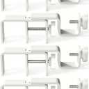 No Drilling Curtain Rod Bracket Attachment for Outside Mounted Blinds - 1.3-2" Adjustable, Anti-Slip Square Base, Tool-Free Hand-Twist Screws, Matte White 4 Pack | Ideal for Renters, No Wall Damage 