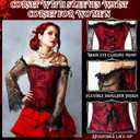 6pcs Halloween Women Vampire Corset Costume Set Gothic Corset Top Necklace Fangs for Renaissance Halloween Cosplay Events (M)