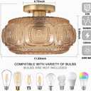 Semi Flush Mount Ceiling Light, Upgraded Larger Amber Glass Ceiling Light Fixture, Vintage Lighting for Hallway Kitchen Bedroom Dining Room, Bulb Not Included