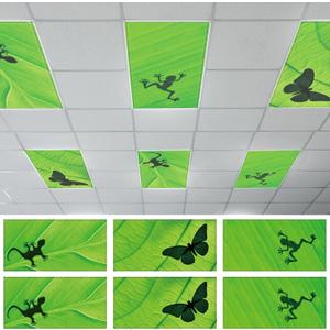 6 Pcs Fluorescent Light Covers with 60 Magnets Decorative for Classroom Ceiling Lights 4 x 2 Feet Magnetic Light Cover Filter Easy Install for Office Hospital Home Ceiling Supplies (Green Leaf Frog)