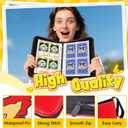 Card Binder  4 Pocket Zipper Collection Album, Premium PU Holder, Double-Sided Display for 400 Cards, Includes 5 Hard Plastic Sleeves for Game Cards, Sports CardsCartoon Stickers