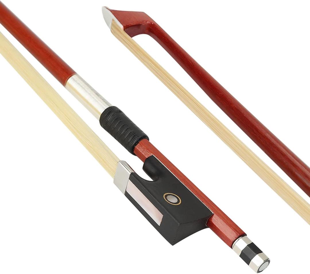 LMS Violin Bow Full Size 4/4 Brazilwood Violin Bows Lightweight Bow Well Balance Fiddle Bow Made with Ebony Frog Mongolian White Horse Hair for Violin Student Professional (4/4)