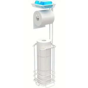 zccz - Toilet Paper Holder Stand - Tissue Holder for Bathroom with Shelf (White)