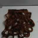 REECHO 20" 1-Pack 3/4 Full Head Curly Wave Clips in on Synthetic Hair Extensions HE008 Hairpieces for Women 5 Clips per Piece-Dark Brown with Copper Highlights