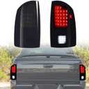 New Upgrade Black LED Taillights Rear Brake Stop Lamps Compatible with Dodge RAM 1500 2002-2006 / Ram 2500 3500 2003-2006 Replacement Smoke Tail Lights Lamps 55077348AF 55077347AF