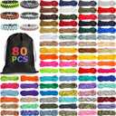 Riakrum 80 Pcs Paracord 550 10 Feet Paracord Cord Parachute Ropes Multifunction Bracelets Making Kit with Drawstring Bag for DIY Making Lanyard Dog Collar Gift Crafting (Fresh Color)