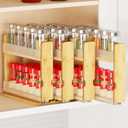 SpaceAid Bamboo Pull Out Spice Rack Organizer for Cabinet, Heavy Duty Slide Out Seasoning Kitchen Pantry Sliding Vertical Organization, 10.1" Wide, 4 Drawers(2" Wide), 2-Tier, Natural
