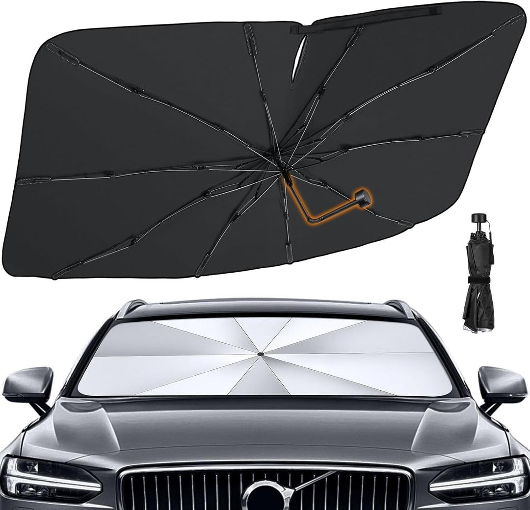 Windshield Sun Shade Umbrella, 55" x 31" Car Sun Shade Windshield Cover, Foldable Car Front Window Protector for Cars, SUVs, Hatchback (Plain)