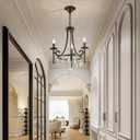 Small Crystal Chandelier, 3-Lights Modern Black Chandeliers for Dinning Room, Wagon Wheel Black Chandelier, Farmhouse Hanging Pendant Light Fixture for Bedroom Hallway Entryway Bar Kitchen Bathroom