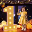 Marquee Numbers 3 Feet Tall Large Light Up Numbers 1st 16th 21st Wild One Birthday Decorations Girl Boy Big Yellow Light Outdoor Anniversary Decorations Balloon Arch Kit Party Backdrop 1