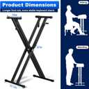 Upgrade Heavy-Duty, Easily Adjustable Height Double-X Keyboard Stand, Portable Digital Piano Stand with Locking Straps, (Multiple Adjustable Heights), Black