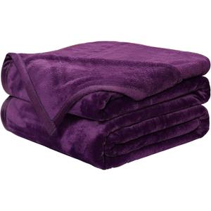 EASELAND Soft Blanket Queen Size Winter Warm Fuzzy Microplush Lightweight Thermal Fleece Blankets for Couch Bed Sofa,90x90 inches,Purple
