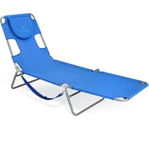 Ostrich Beach Lounge Chair, Folding & Reclining Outdoor Chaise Lounger, Blue - Portable Adjustable Recliner Chair for Lawn, Pool, Patio, Garden, and Yard
