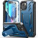 for iPhone 13/14 Protective Case: for iPhone 16e Cover Heavy Duty Military Grade Hard Protection Shock Proof Grip | Durable Dual-Layer Design with Built-in Kickstand Blue