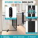 Snagle Paw Extra Wide Dog Gate,Free Standing Dog Fence with Door, Up to 208 Inch Wide Pet Gate with Support Feet for Stairs, Hallways, Doorways, Yard (Black, 8 Panels)