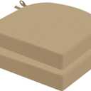 idee-home Outdoor Chair Cushions Set of 2, Thick 17" x 17" x 3" Patio Chair Cushions for Outdoor Furniture Waterproof with Ties, Seat Cushion, Dining Chair Pads Antique Beige