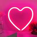 Pink Heart Neon Sign for Bedroom Decoration, Heart Led Light Sign 8.78.7 In Battery/USB Powered Romantic Love Hearts Neon Light for Wall Decor Art Kids Girl Room Wedding Party Valentine's Day Prsent