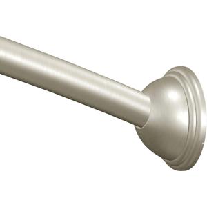 Moen Curved Adjustable Length Fixed Mount Single Shower Curtain Rod for Bathroom, Brushed Nickel Finish, CSR2160BN