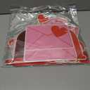 Whaline Valentine's Day Bulletin Board Decoration Love Letter Mailbox Red Pink Heart Envelope Cutouts Plaid Border Trim Valentine Heart Decorative Cutouts for School Classroom Party Decor