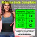Abdominal Binder for Women & Men Post Surgery Recovery, 9 inch 3 Panel Waist Compression Band, Wrap Support for Bariatric, Belly, Stomach, Postpartum, Hernia, Latex-free, Breathable Fabric. Black L-XL