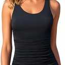 Aqua Eve Womens Tankini Tops Only Tummy Control Swim Tank Top Modest Swimsuit Top Bathing Suit Top No Bottom Size L
