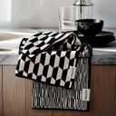 RECYCO Waffle Kitchen Towel Set of 2 - Quick Dry Microfiber Sustainable Dish Towels - Ultra Absorbent Reusable Cleaning Tea Towels - Lightweight Hand Towels,16x 28, Black & White Mirage