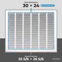 30" X 24" Return Air Filter Grille - Filter Included - Easy Plastic Tabs for Removable Face/Door - HVAC Vent Duct Cover - White [Outer Dimensions: 32.5"w X 26.5"h]