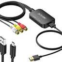 RCA to HDMI Adapter,Viagkiki AV Converter,RCA Female to HDMI Converter Composite Audio Video Converter for PS1, PS2, PS3, STB, Xbox, VHS, VCR,Black-Ray DVD Players(Cable Included)