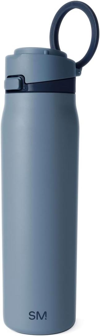 Simple Modern Mesa Loop Water Bottle with Covered Straw and Handle | 24oz Cup Holder Friendly Insulated Stainless Steel Bottles for Travel, Sports and School | Deep Dune