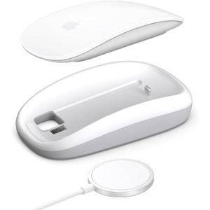 Magic Mouses Charger Base Wireless Charging Dock for Apple Magic Mouse 2 (Lighting), Ergonomic Wand Apple Mouse Grip with MagSafe Charging Support (White),Charger and Mouse not Included