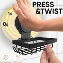 Soap Dish, Soap Bar Holder for Shower Suction Cup Stainless Steel No-Drilling Removable Waterproof Sponge Holder for Bathroom Bathtub Kitchen Sink(Black, 1-Tier)