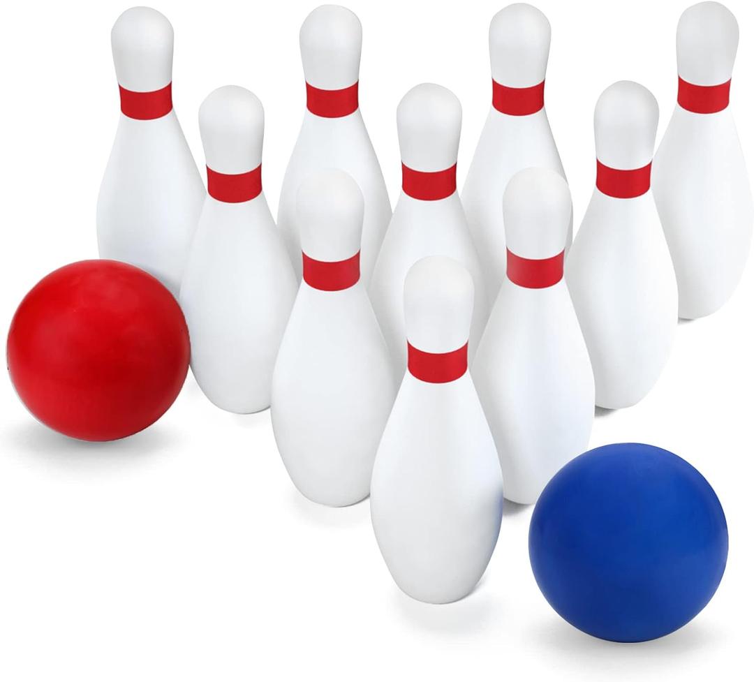 Phobby Kids Bowling Set with 10 Soft Foam Bowling Pins & 2 Balls, Indoor Outdoor Bowling Toys for Toddlers 3-8 Years Old, Medium, Small