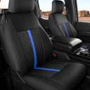 for Ford F150 Leather Seat Covers, SuperCrew XL XLT 2021-2026, F250 F350 F450 Super Duty Crew Cab 2023-2026, Custom Truck Seat Cover Full Set, Pickup Accessories, Black Blue (Bucket Seat)