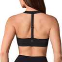 UNISSU Hugcurve Halter Detachable Racerback Sports Bras for Women Square Neck Padded Open Back Yoga Workout Top (XX-Large, Black)