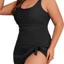 Eomenie Plus Size Swimdress for Women One Piece Swimsuit Tummy Control Swim Dresses Skirt Bathing Suit (Black, 22W)