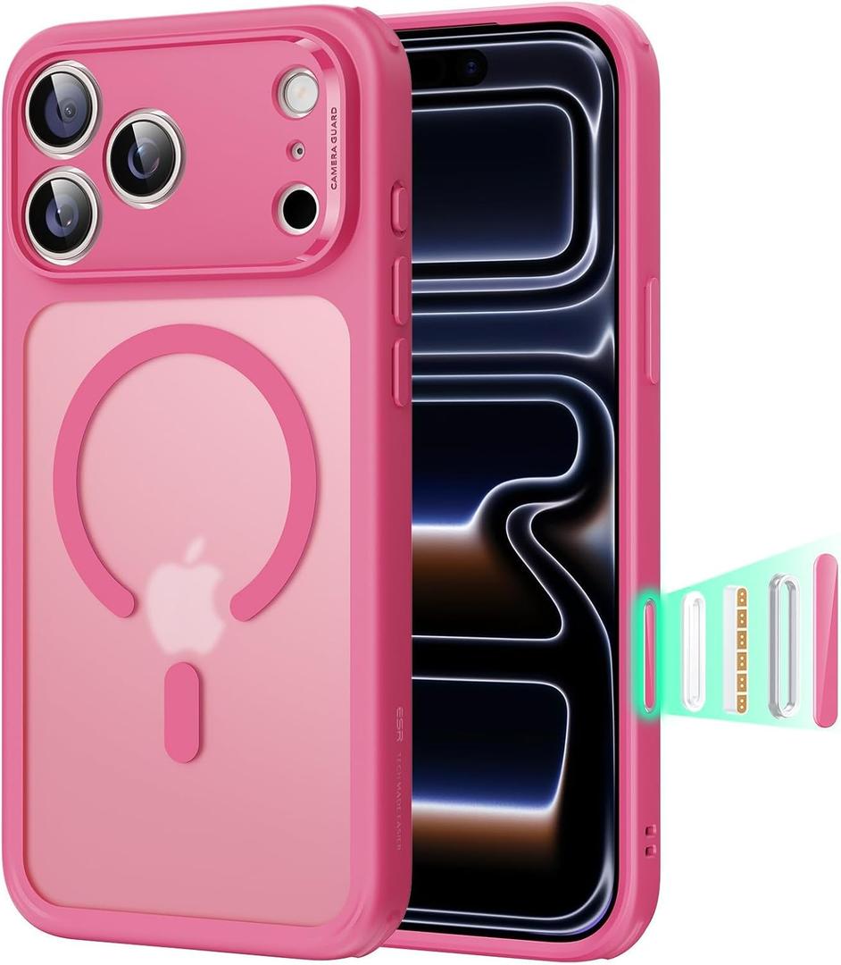 ESR for iPhone 17 Pro Max Case, Camera Control Cover, Compatible with MagSafe, Shockproof Military-Grade Protection, Magnetic Phone Case for iPhone 17 Pro Max, Classic Hybrid Case, Frosted Pink