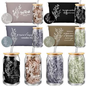 Skylety 12 Pcs Employee Appreciation Gifts Bulk for Women Thank You Gifts for Coworkers Female Staff Team Social Worker Nurse Volunteer Gift Office Work Presents 16 oz Tumbler Makeup Bag Mirror