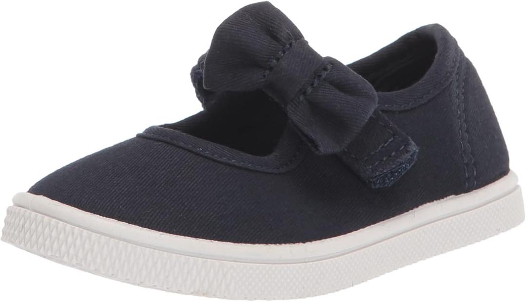 The Children's Place girls Uniform Bow Strap Canvas Sneakers, 5 Toddler