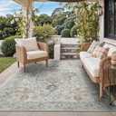 GENIMO Outdoor & Indoor Area Rug 5'x8', Waterproof, Non-Shedding, Easy Cleaning, Boho Mat for Patio, Living Room, Balcony, Dining Room, RV, Deck, Bedroom, Camping, Outside Carpet,Light Grey Brown