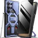 TONGATE Magnetic for Samsung Galaxy S25 Ultra Case with Privacy Screen Protector, [Compatible with MagSafe][Camera Protective Cover][Military-Grade Protection] Ring Stand Phone Case S25 Ultra, Blue