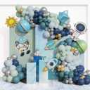 Outer Space Birthday Decorations Balloons Arch Kit 150 pcs Navy Blue Green Silver Latex Balloons For Boys Kids Universe Astronaut Theme Birthday Party Baby Shower Supplies