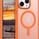 BENTOBEN Magnetic for iPhone 15 Pro Max Case,[Compatible with MagSafe] Translucent Matte Frosted Anti-Fingerprint Slim Shockproof Women Men Protective Cover Case for iPhone 15 Pro Max 6.7",Orange