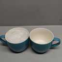 MECOWON 30 OZ Porcelain Coffee Mugs, Set of 2 Large Mugs for Soup, Cereal and Salad (Teal (bluish  green))